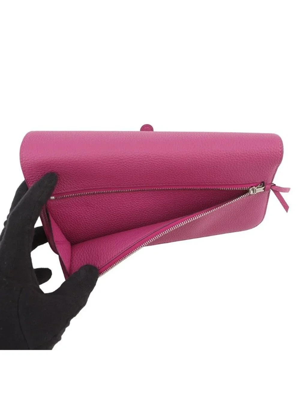 Hermes Wallet Dogon Long Rosepurple Silver Togo
